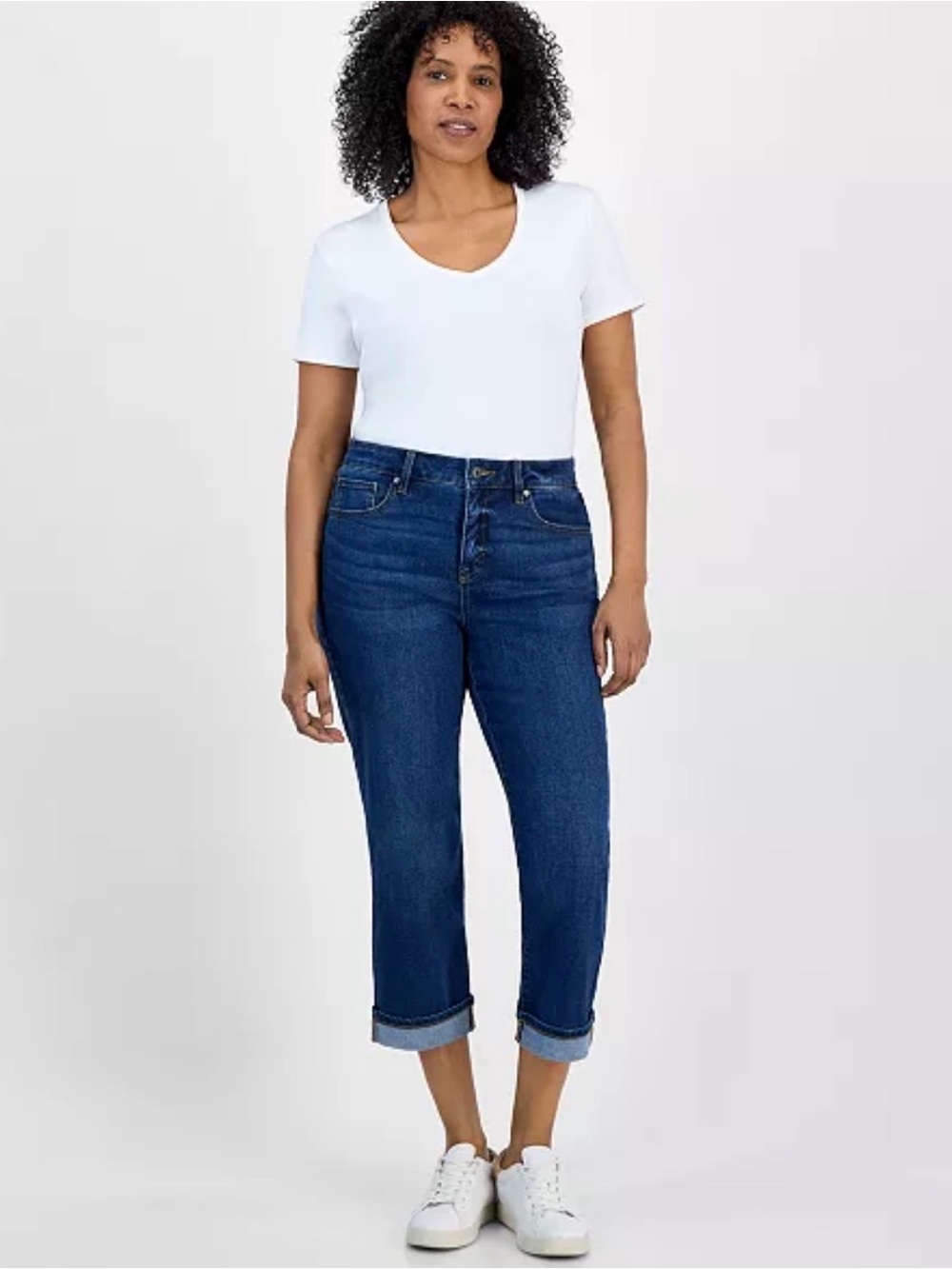 136- Style & Co Blue Denim Mid-Rise Curvy Capri Jeans Size 18W